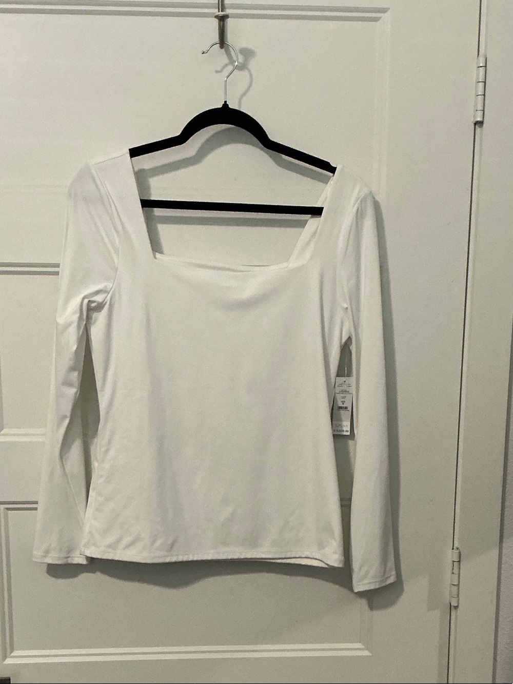 White House Black Market White Long-Sleeve Square-Neck Top